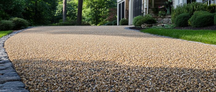 A well-maintained macadam driveways, emphasizing maintenance and longevity in design.