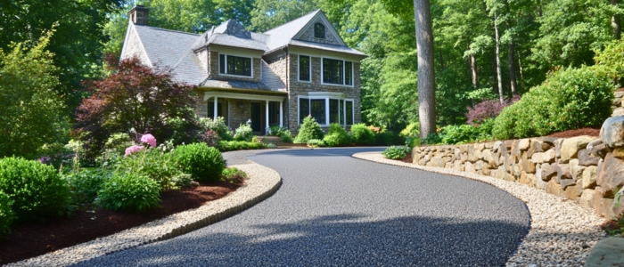 A well-maintained gravel driveway with landscaping, highlighting key elements affecting driveway durability.